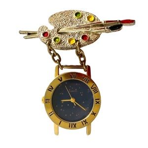 Artist Watch Brooch/Pin Unique Art Palette with Quartz Watch Art Jewelry Gerry's